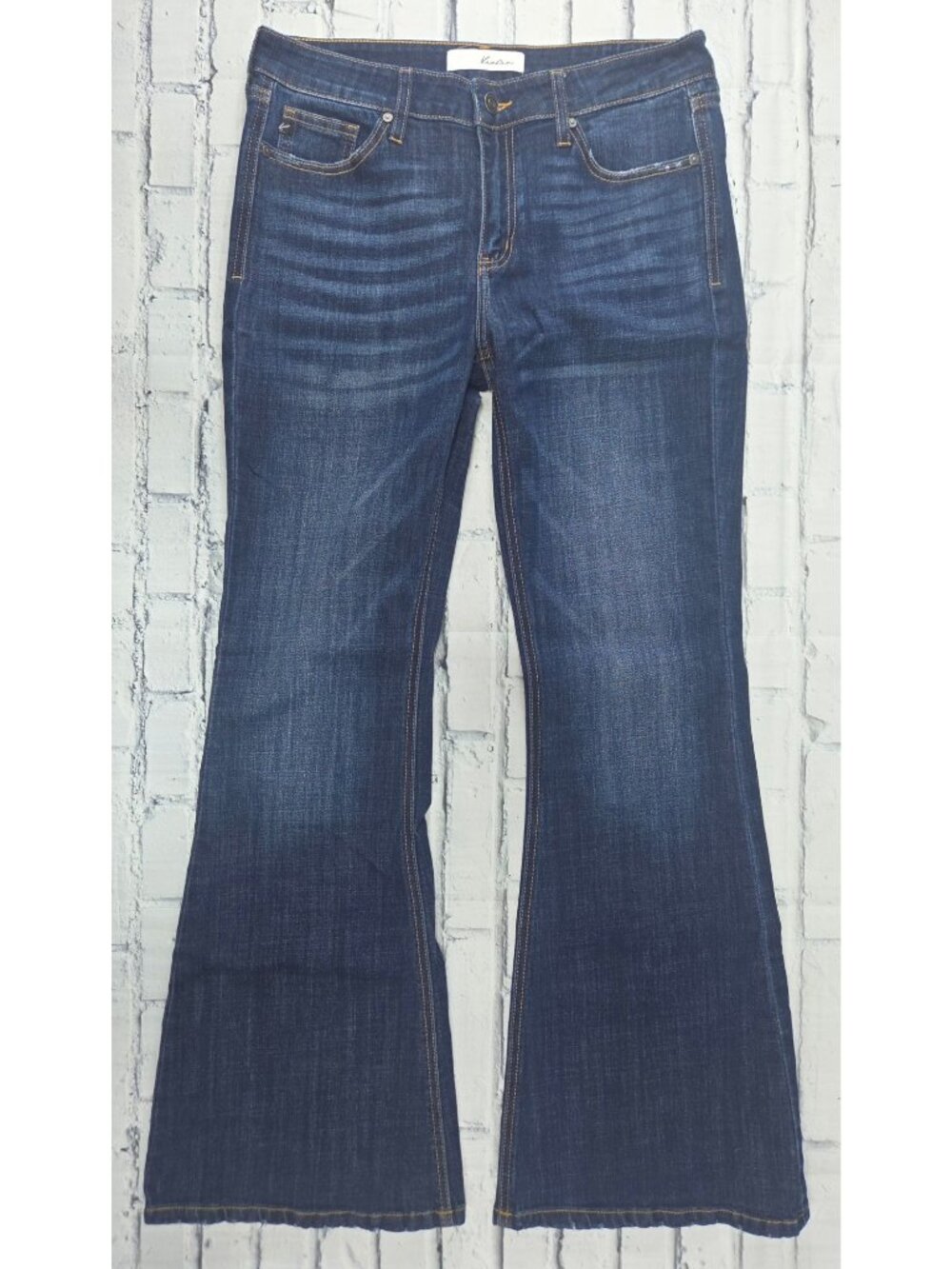 KanCan Womens Dark Wash Flare Jeans 27 Cotton Blend Stretch